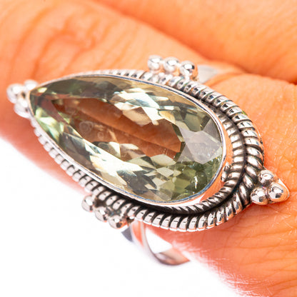 Large Faceted Green Amethyst 925 Sterling Silver Ring Size 10.75 (925 Sterling Silver) RING140459