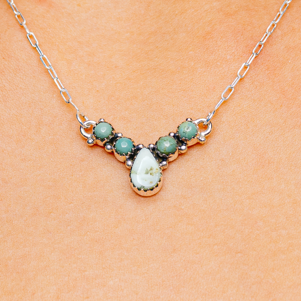 Palomino Turquoise, Mojave Turquoise Necklace 17 to 19" (.925 Sterling Silver)
