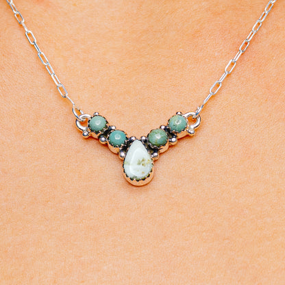 Palomino Turquoise, Mojave Turquoise Necklace 17 to 19" (.925 Sterling Silver)
