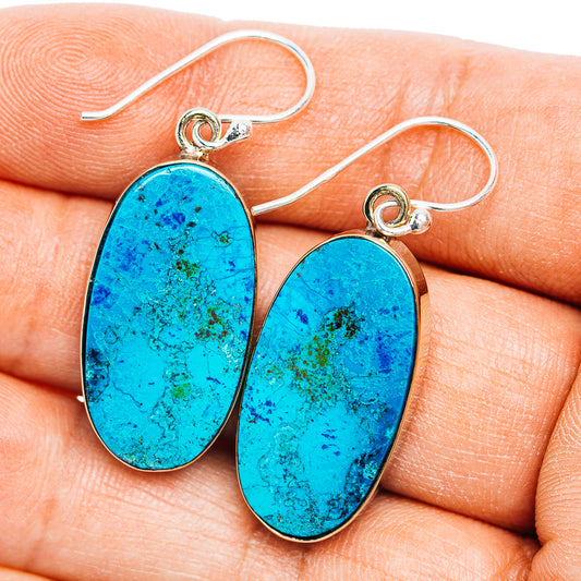 Shattuckite Earrings 1 5/8" (German Silver)