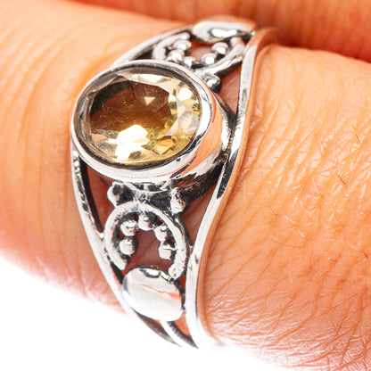 Faceted Citrine Dainty Ring Size 7.75 (925 Sterling Silver) R6033