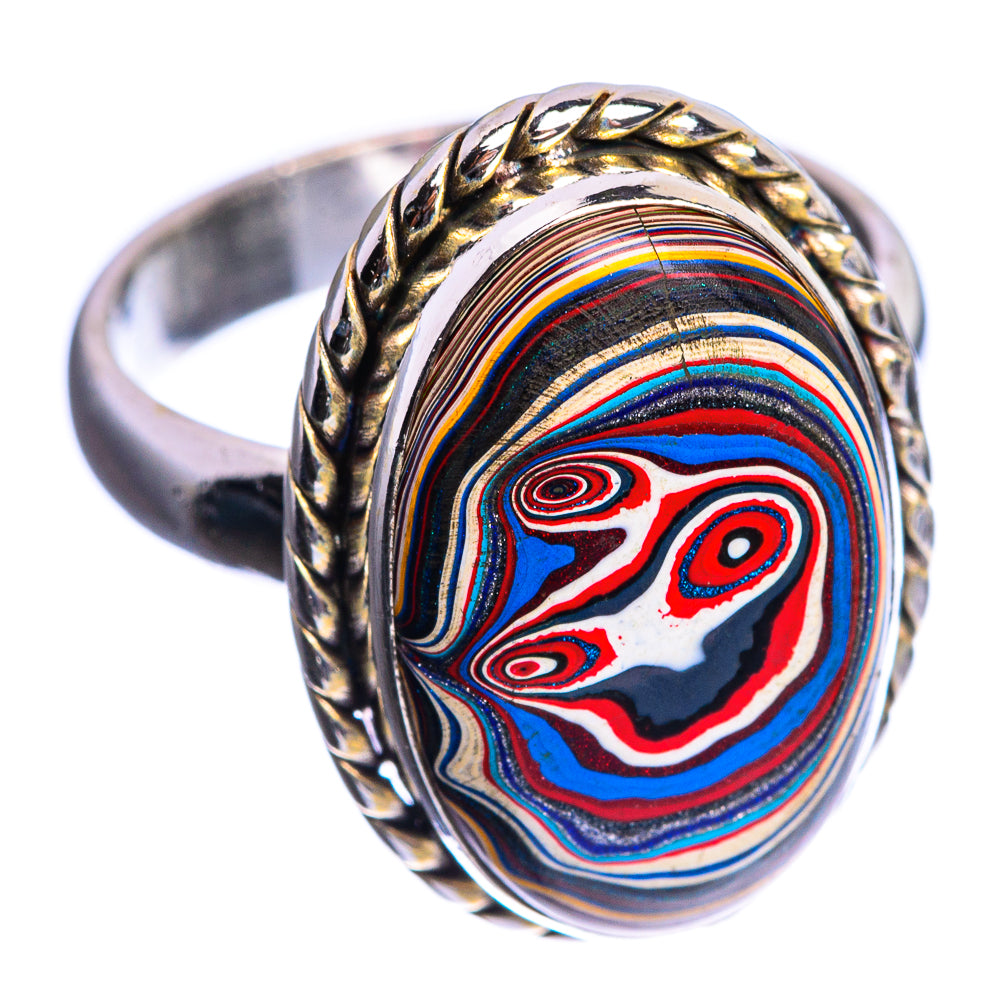 Rainbow Calsilica 925 Sterling Silver Ring Size 6