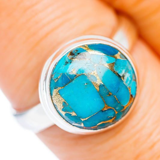 Ice Blue Dahlia Turquoise Ring Size 8 (.925 Sterling Silver)