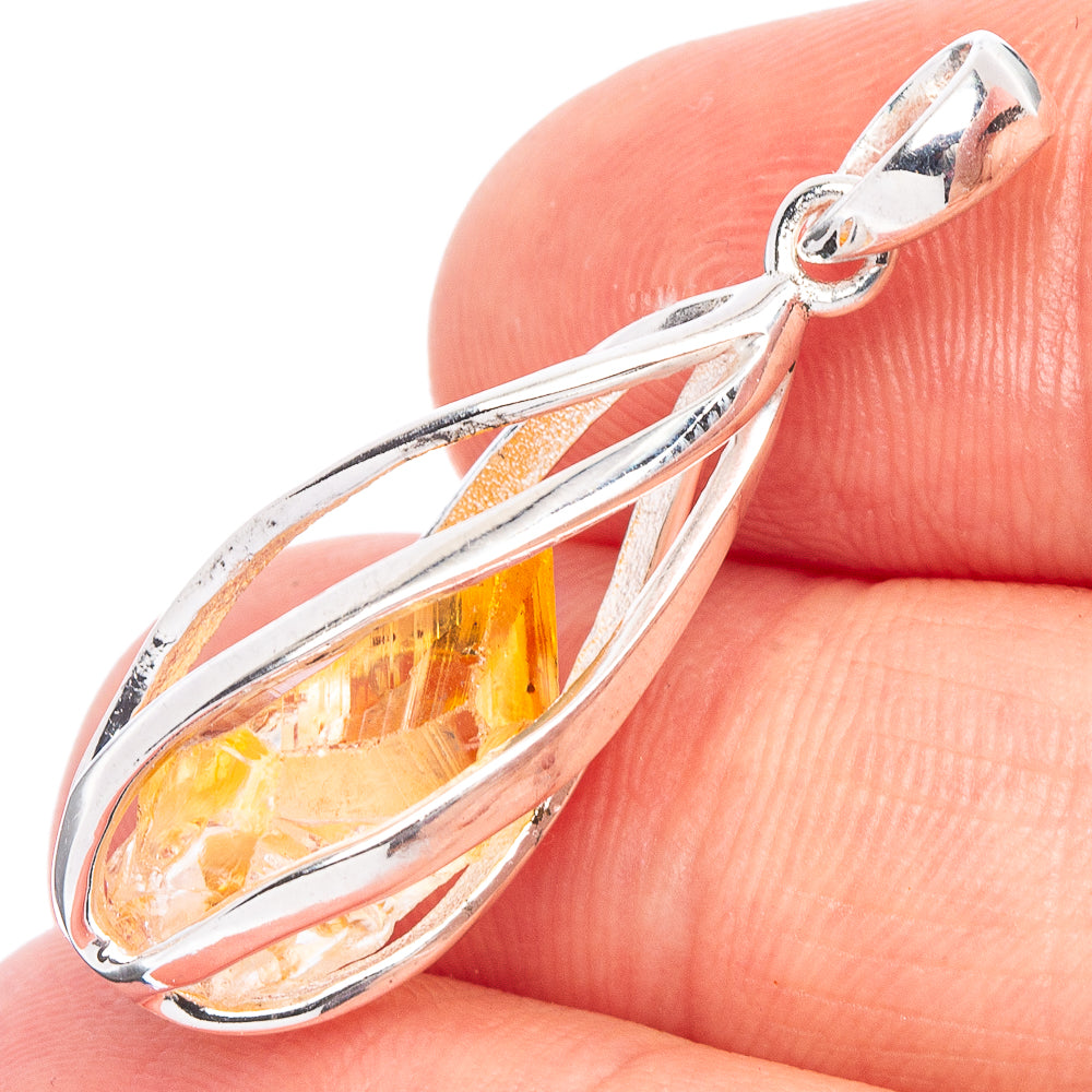 Citrine Caged Pendant 1 1/4" (925 Sterling Silver) P44810