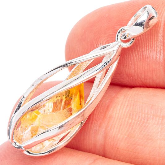 Citrine Caged Pendant 1 1/4" (925 Sterling Silver) P44810