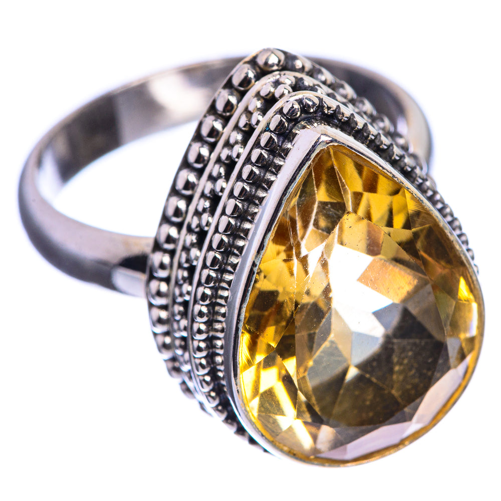 Faceted Citrine 925 Sterling Silver Ring Size 7