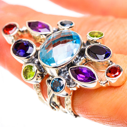 Signature Large Blue Topaz, Amethyst, Tanzanite, Garnet, Peridot Ring Size 7 (925 Sterling Silver) RING138138