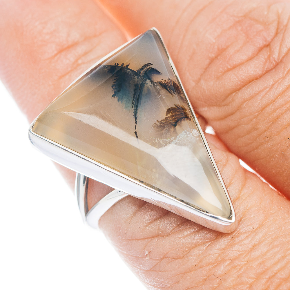 Premium Scenic Dendritic Agate Ring Size 7.75 (.925 Sterling Silver)