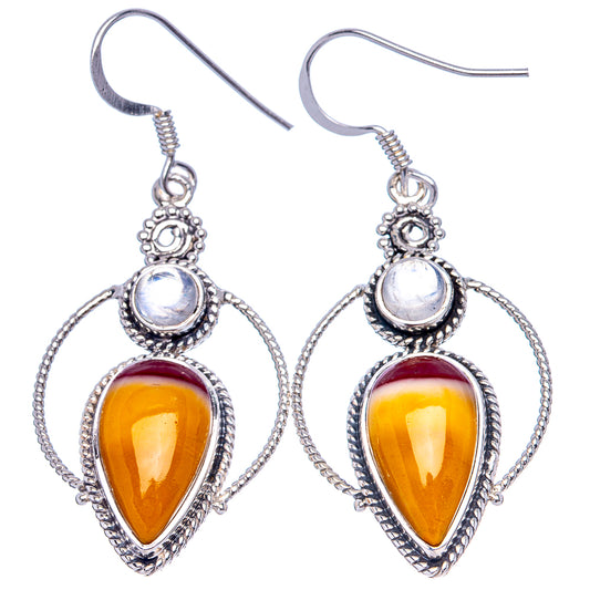 925 sterling silver teardrop earrings, orange-yellow centers with purple accents