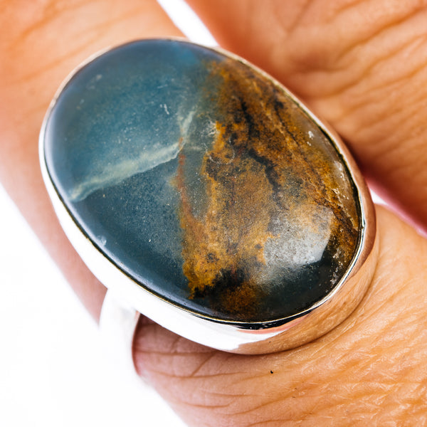 Rare Aquatine Lemurian Calcite Ring Size 9.5 (.925 Sterling Silver)