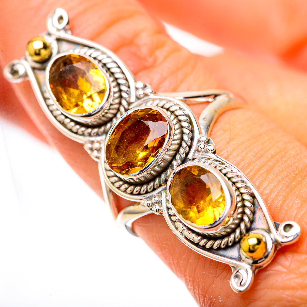 Large Faceted Citrine Ring Size 8 (925 Sterling Silver) RING139871