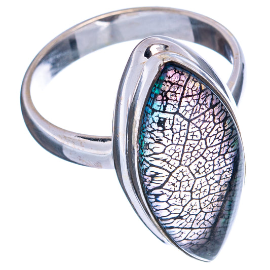 Sterling silver oval opal ring, multicolor cracked texture in bezel setting