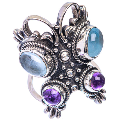 Large Aquamarine, Amethyst Ring Size 6 (925 Sterling Silver) R141393
