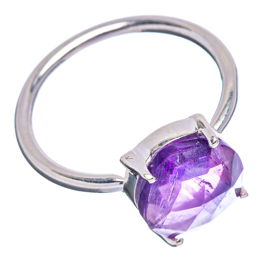 Amethyst gemstone ring with faceted oval stone and silver band