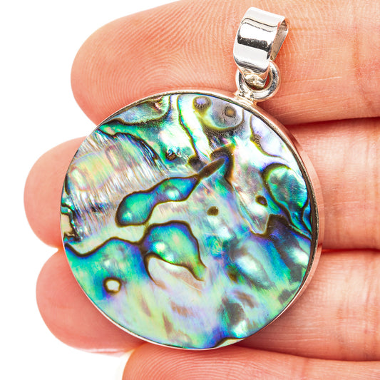 Abalone Shell Pendant 1 5/8" (.925 Sterling Silver)