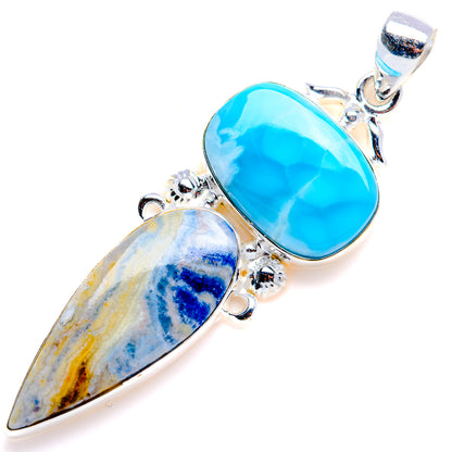 Blue Scheelite, Larimar Pendant 2 1/2" (925 Sterling Silver) PD38270
