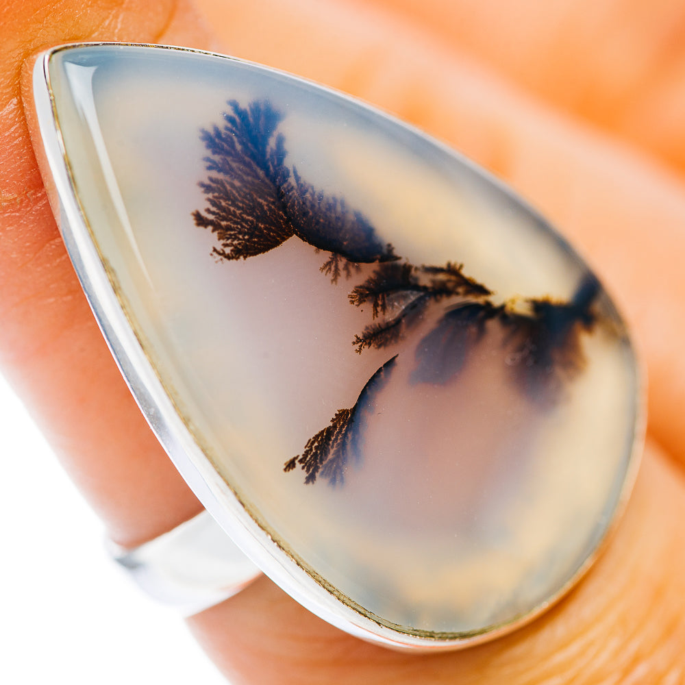 Scenic Agate Ring Size 7 Adjustable (.925 Sterling Silver)