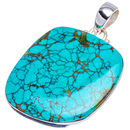 Premium Tibetan Turquoise Pendant 1 7/8" (.925 Sterling Silver)