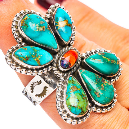 Rare Sonoran South Hill Turquoise Ring Size 8 Adjustable (.925 Sterling Silver)