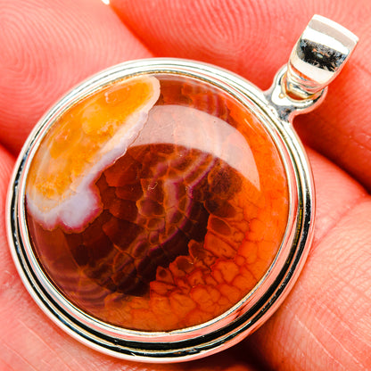 Fire Crab Agate Pendant 1 1/2" (925 Sterling Silver) PD38247
