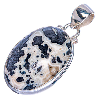 Rare Feather Bow Agate Pendant 1 3/8" (925 Sterling Silver) P40702