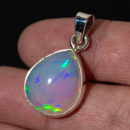 Ethiopian Water Opal Pendant 1 1/8" (.925 Sterling Silver)