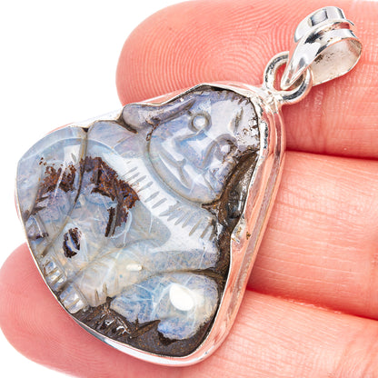 Boulder Opal Rabbit Pendant 1 5/8" (925 Sterling Silver) P40149