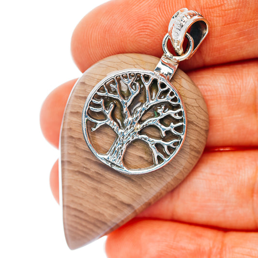 Imperial Jasper Tree Pendant 2 1/8" (.925 Sterling Silver)