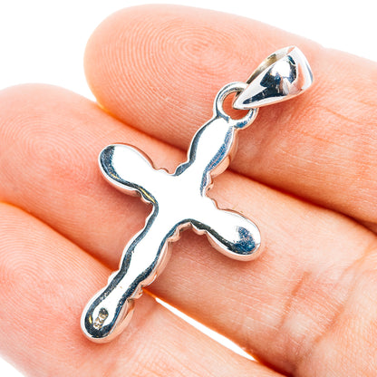 Southwestern Style Cotton Candy Turquoise Cross Pendant 1 5/8" (.925 Sterling Silver)