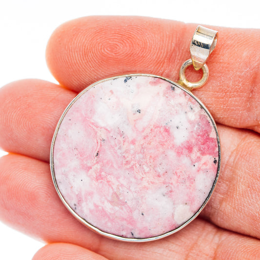 Premium Rhodonite Pendant 1 5/8" (.925 Sterling Silver)