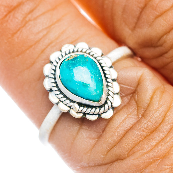 Southwestern Style Emerald Valley Turquoise Ring Size 7 (.925 Sterling Silver)