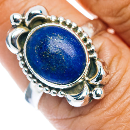 Southwestern Style Lapis Lazuli Ring Size 7.75 (.925 Sterling Silver)