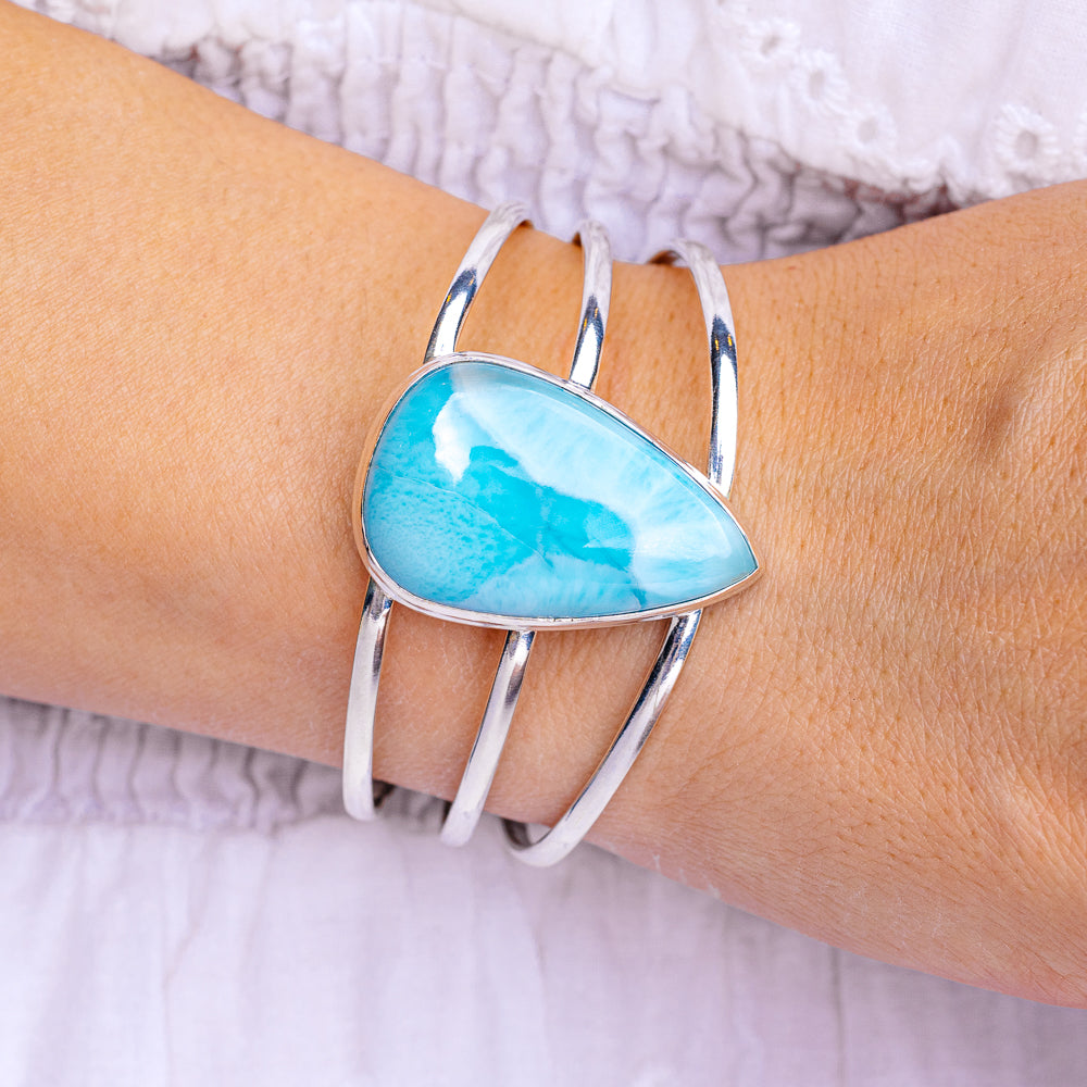 Larimar Cuff Bracelet  (.925 Sterling Silver)