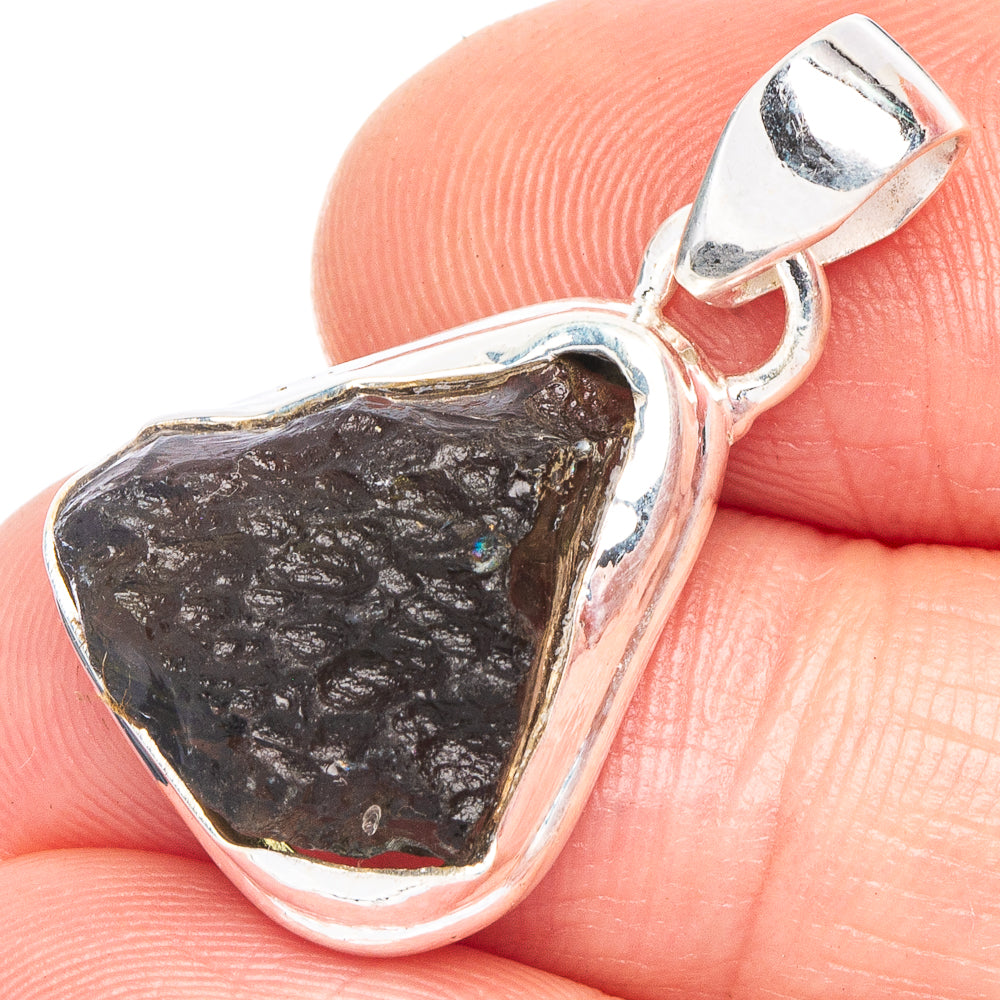 Rare Moldavite Pendant 1" (925 Sterling Silver) P43946