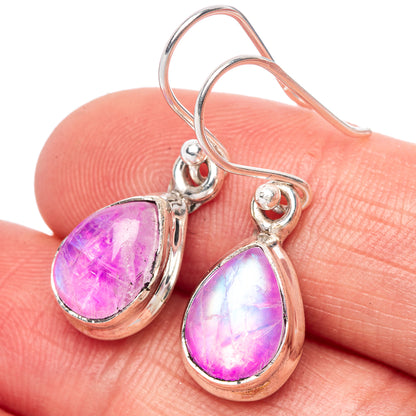Pink Moonstone Earrings 1 1/8" (925 Sterling Silver) E1364