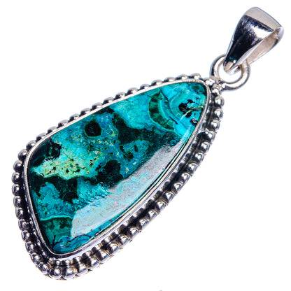 Malachite In Chrysocolla Pendant 1 5/8" (925 Sterling Silver) P39745