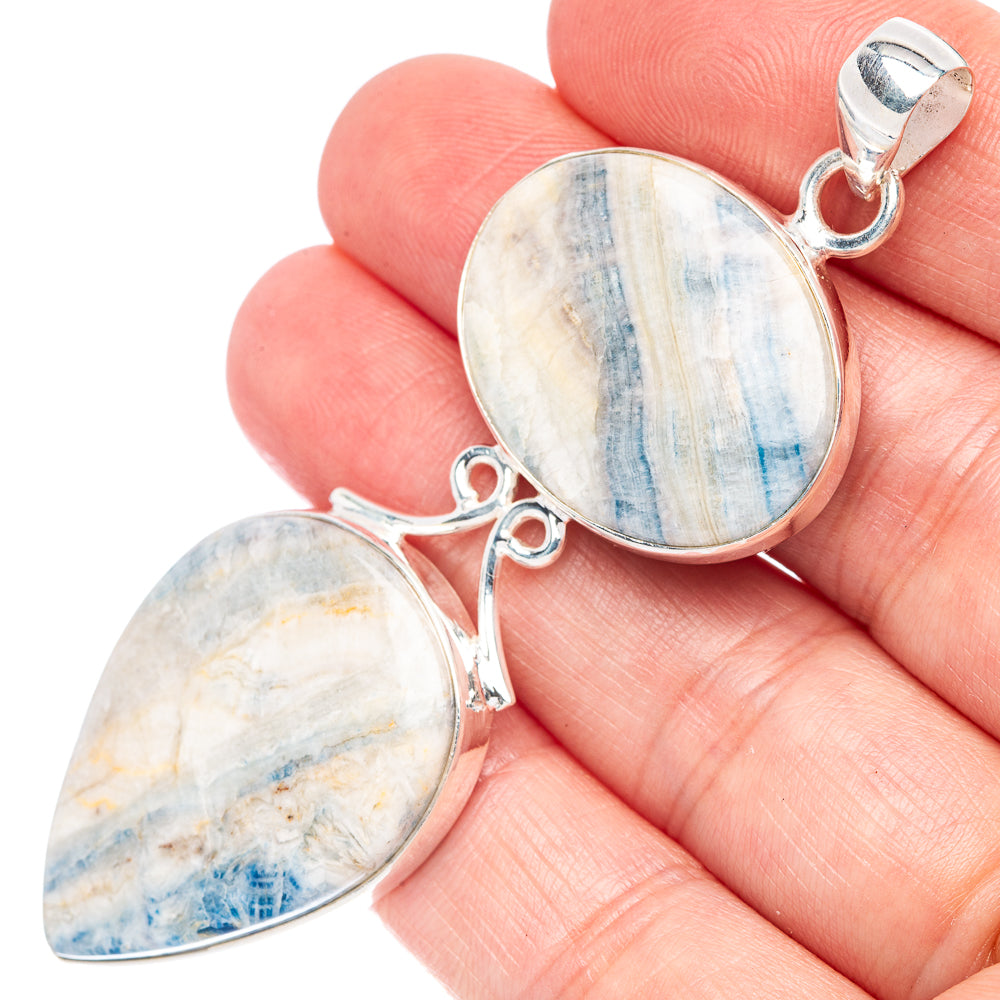 Large Blue Scheelite Pendant 2 7/8" (925 Sterling Silver) P44345