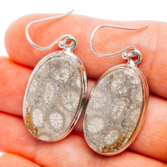 Premium Fossil Coral Earrings 1 5/8" (.925 Sterling Silver)