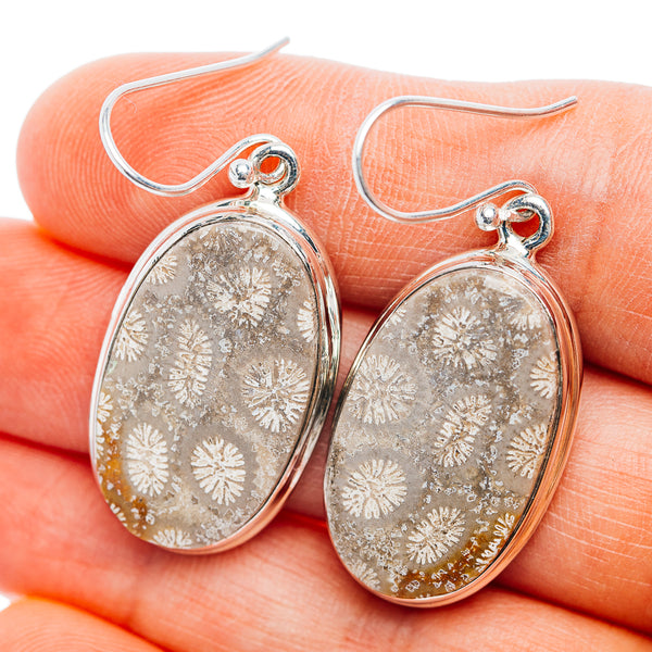 Premium Fossil Coral Earrings 1 5/8" (.925 Sterling Silver)
