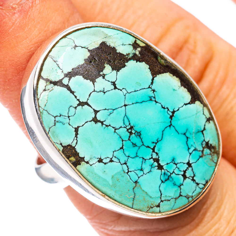 Premium Tibetan Turquoise Ring Size 6 Adjustable (.925 Sterling Silver)