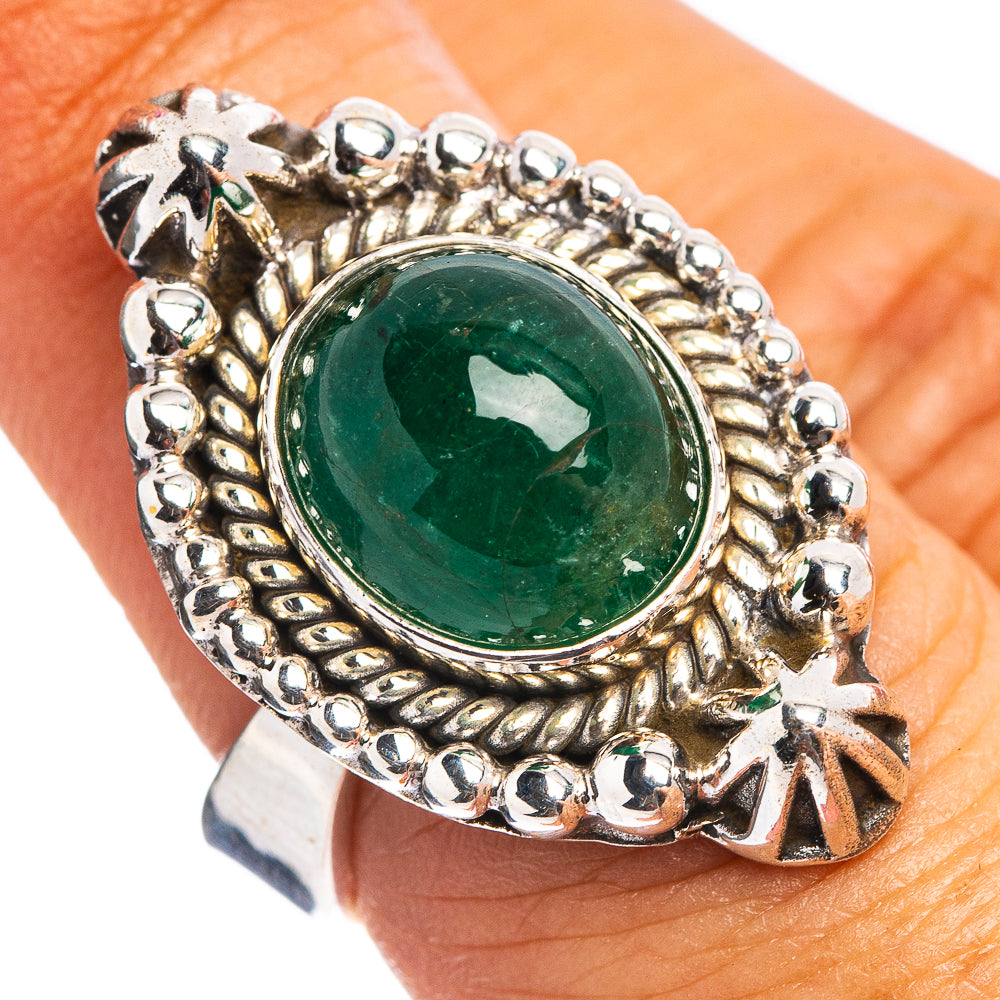10+ ct Premium Zambian Emerald Ring Size 7 Adjustable (.925 Sterling Silver)