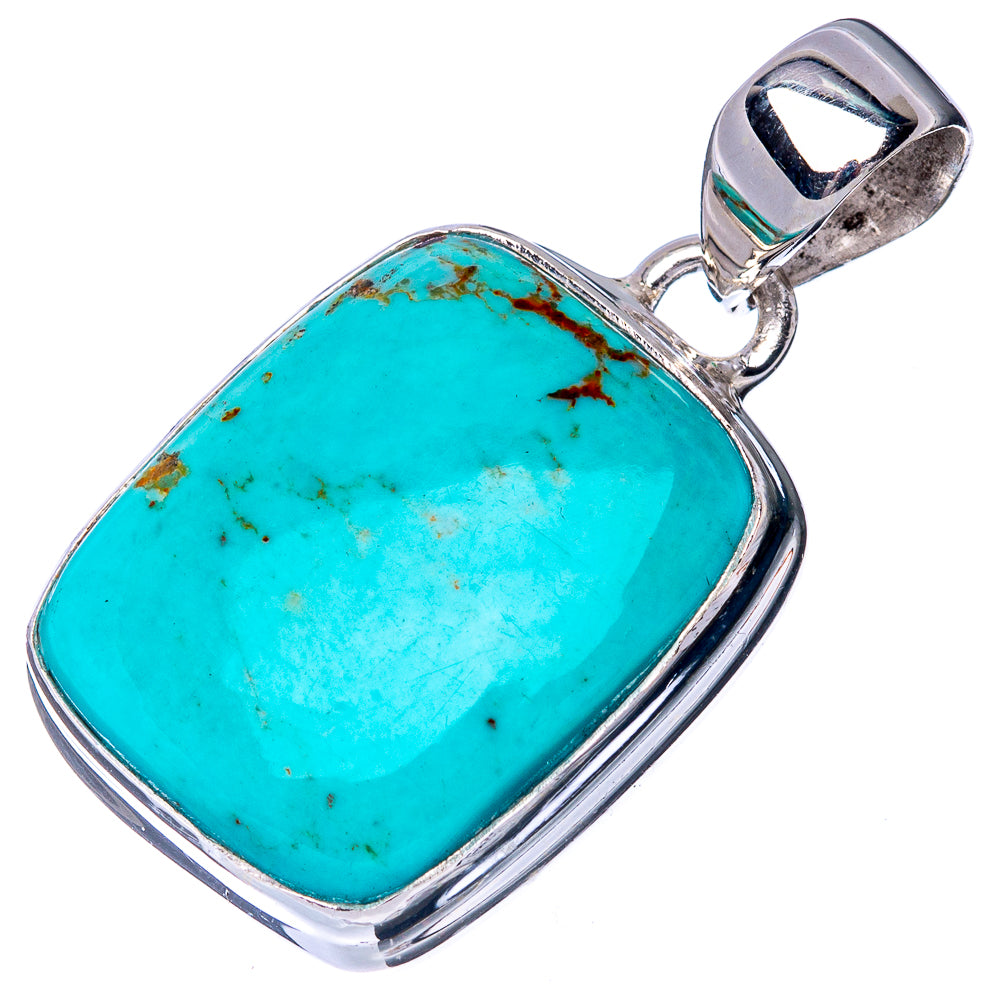 Turquoise rectangular pendant with sterling silver bezel and bail
