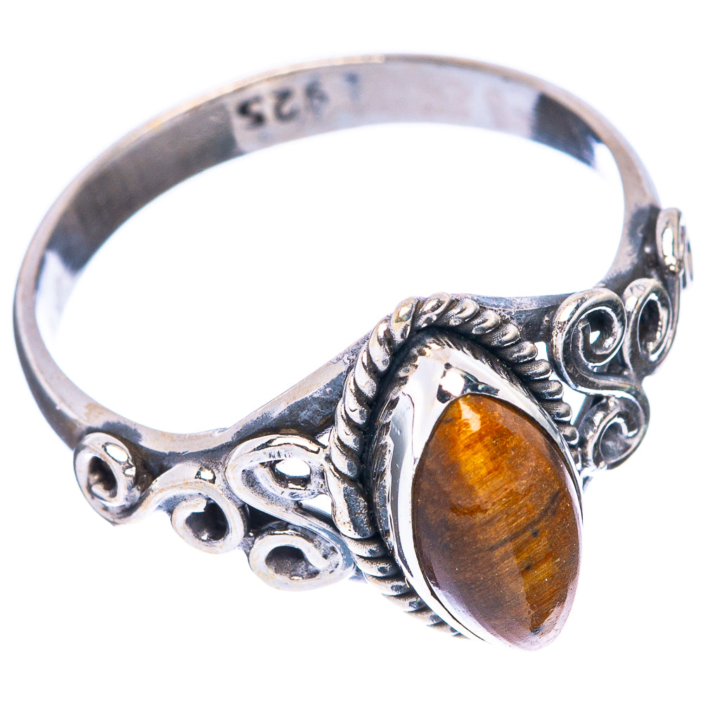 Tiger Eye Dainty Ring Size 7.75 (925 Sterling Silver) R5783