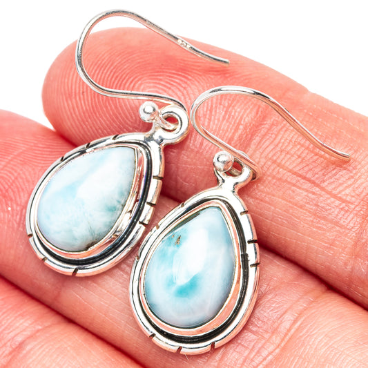 Larimar 925 Sterling Silver Earrings 1 1/4" (925 Sterling Silver) E1956