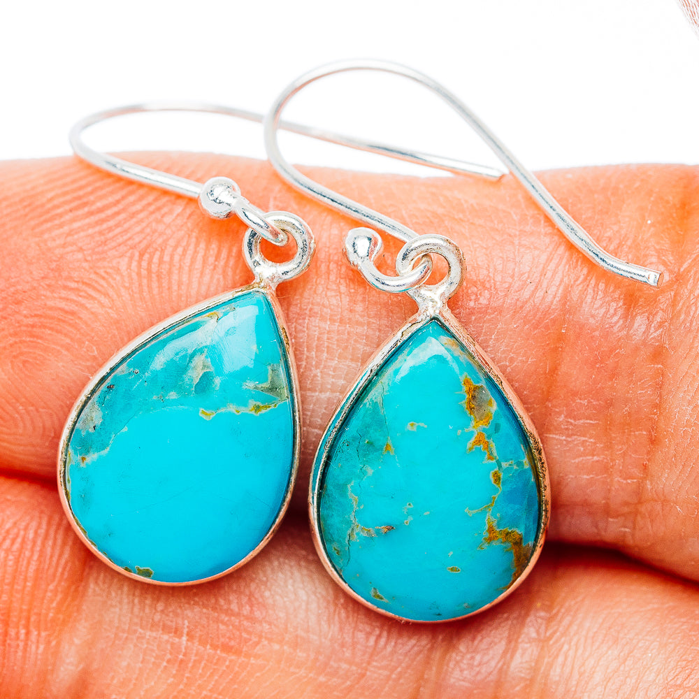 Kingman Turquoise Earrings 1 1/4" (.925 Sterling Silver)