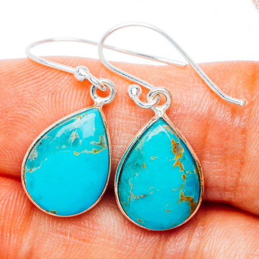 Kingman Turquoise Earrings 1 1/4" (.925 Sterling Silver)