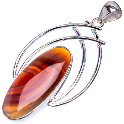 Sterling silver agate pendant with oval orange-brown and dark marquise cabochon