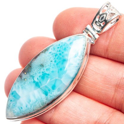 Larimar Pendant 2 1/8" (925 Sterling Silver) P39215