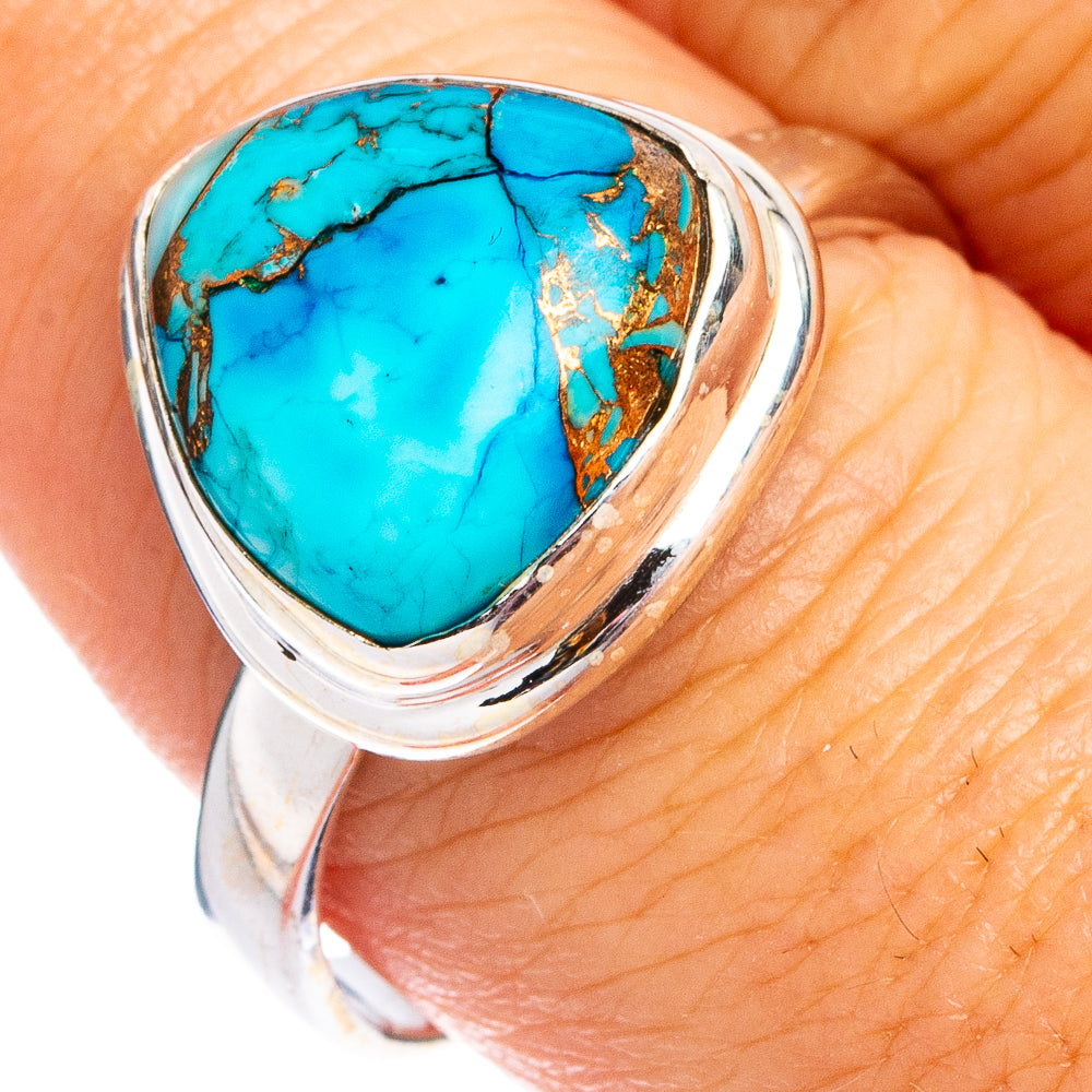 Ice Blue Dahlia Mohave Turquoise Ring Size 9 (.925 Sterling Silver)