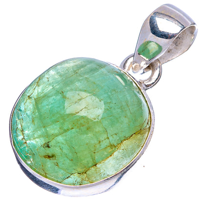 Natural Colombian Emerald Pendant 1 1/8" (925 Sterling Silver) P43368